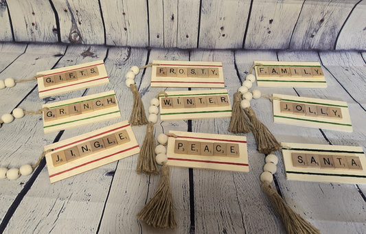 Christmas Scrabble Tile Ornament Gift Package Tags