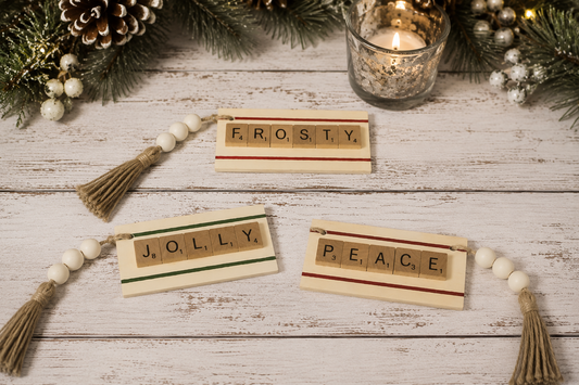 Farmhouse Christmas Ornaments, Rustic Holiday Ornaments, Wood Bead Christmas Decor, Christmas Tree Ornaments