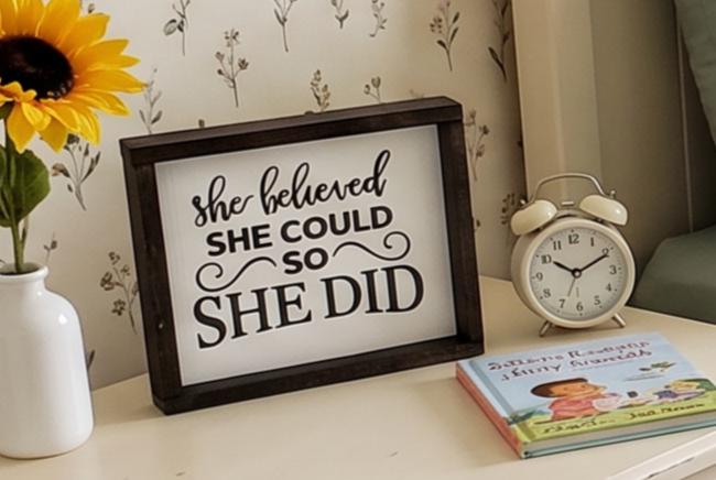 She Believed She Could So She Did Sign | Inspirational Gift for Her