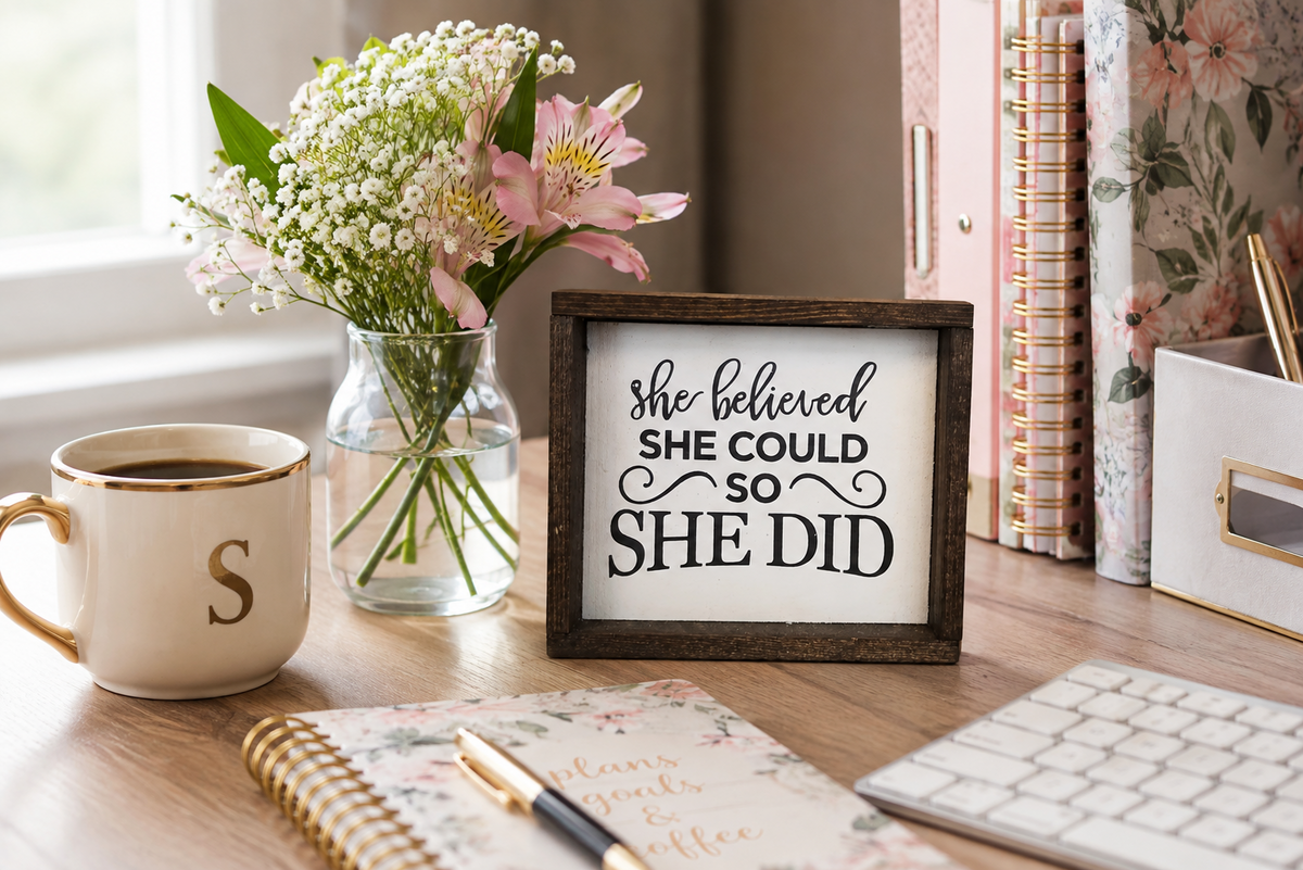 She Believed She Could So She Did Sign | Inspirational Gift for Her