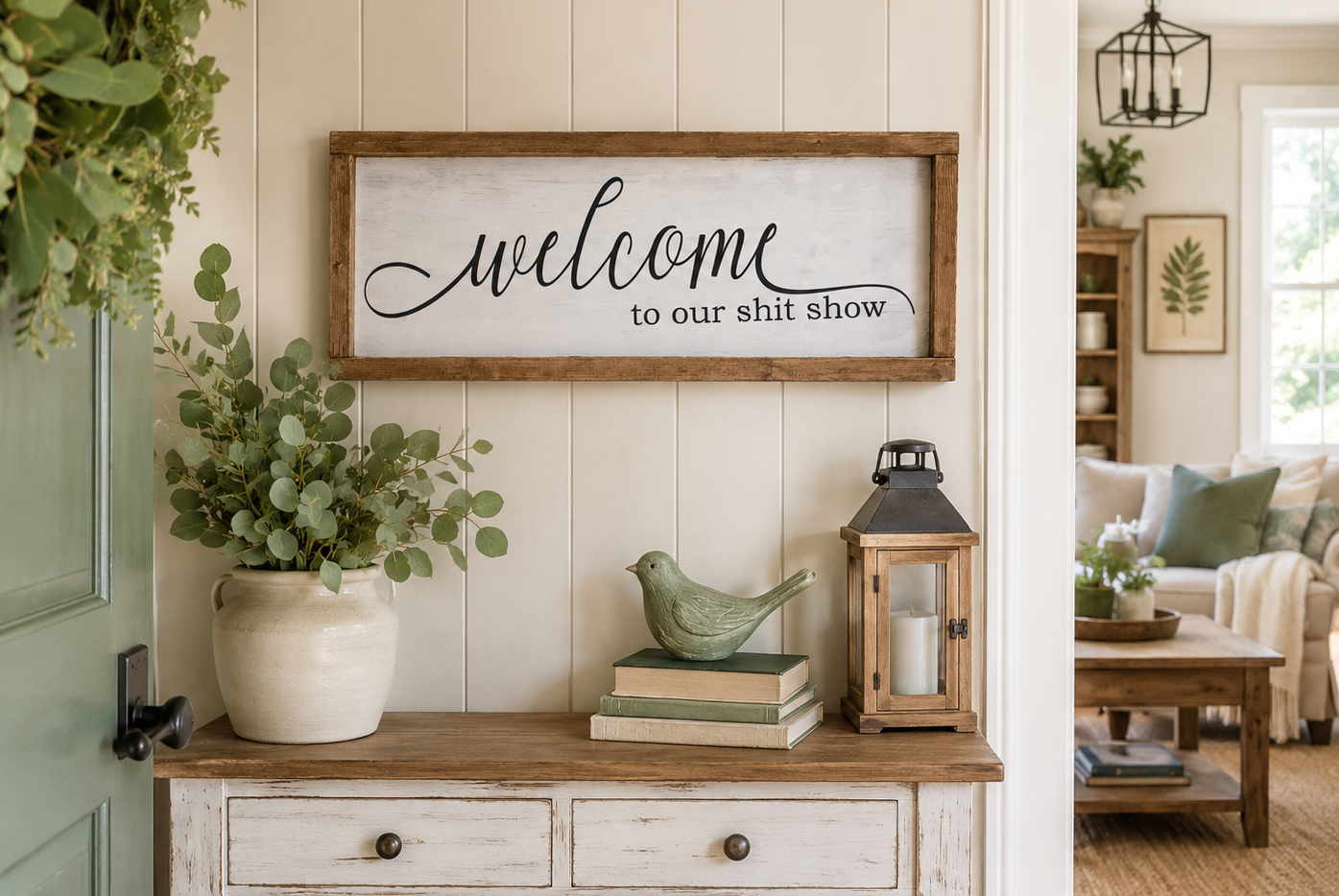 Welcome to Our Shit Show Sign | Funny Farmhouse Wood Sign | Rustic Family Wall Decor | Handcrafted 6x18 Painted Wood Sign