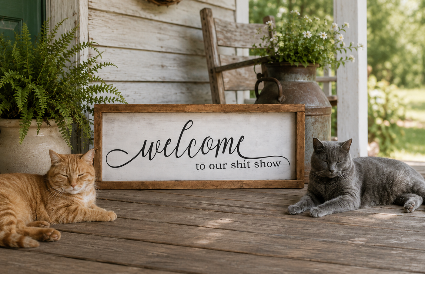 Welcome to Our Shit Show Sign | Funny Farmhouse Wood Sign | Rustic Family Wall Decor | Handcrafted 6x18 Painted Wood Sign