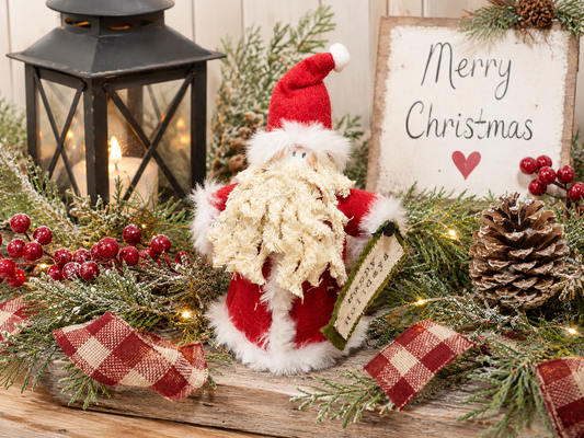 Handmade Primitive Santa | Rustic Farmhouse Christmas Decor | Vintage Style Santa Claus | Country Holiday Shelf Sitter | Christmas Gift