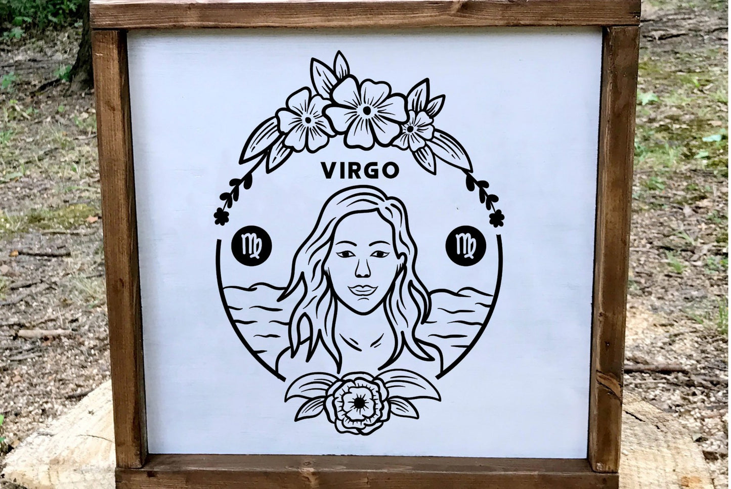 Virgo Zodiac Wood Sign, Hand Painted Maiden Wall Art, Earth Sign Astrology Decor, September Birthday Gift, Minimalist Celestial Star Sign