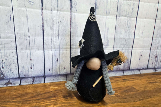 Halloween Witch Gnome with Spiders