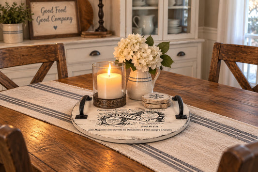 Rustic Wood Tray, French Country Decor, Farmhouse Serving Tray, Distressed Decorative Tray, Vintage Style Coffee Table Tray