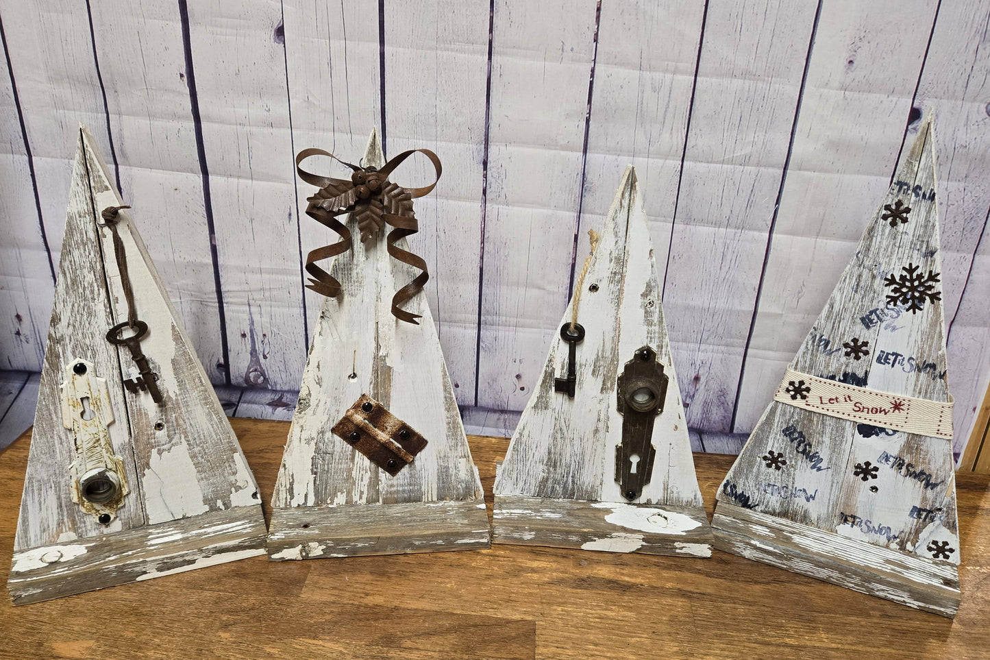 Reclaimed Wood Christmas Trees | Rustic Farmhouse Holiday Decor | Upcycled Metal Tree Set | Shabby Chic Christmas | Handmade Wood Trees