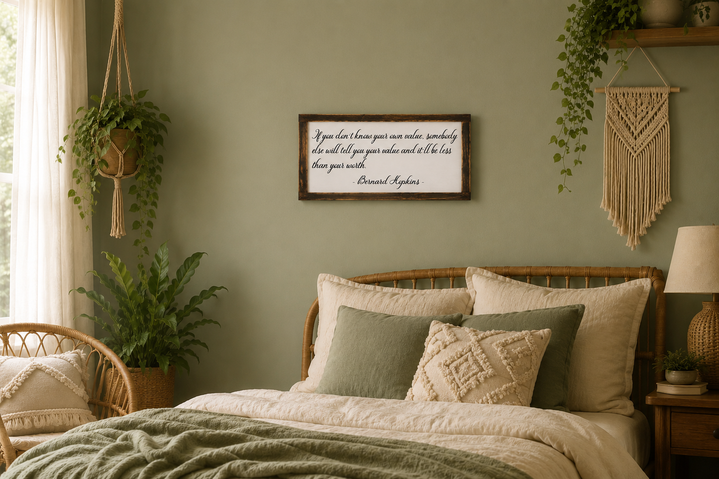 Know Your Worth Wood Sign | Inspirational Quote Sign | Farmhouse Wall Decor | Cottagecore & Boho Home Decor | Handcrafted Motivational Sign