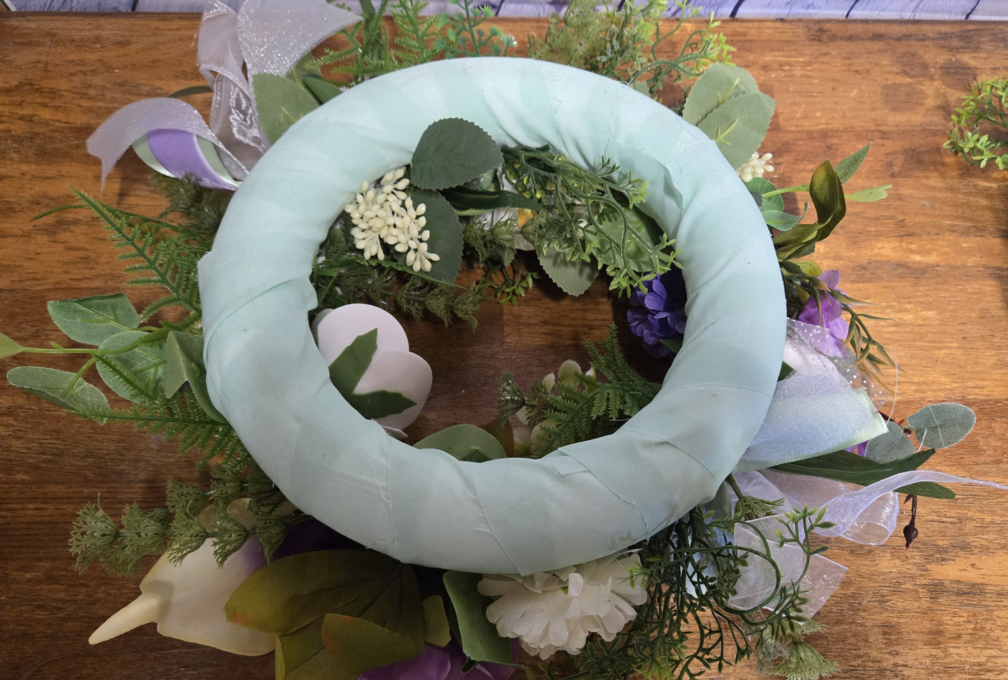 12" Purple & White Peony Calla Lily Wedding Centerpiece | Set of 4 or 8 | Faux Floral Wreath Table Decor | Reusable Event Flowers