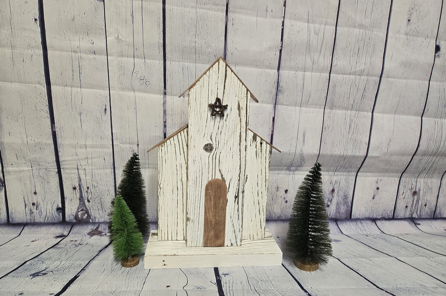 Rustic Wood Church | Primitive Farmhouse Decor | Handmade Country Chapel | Christian Gift | Mantle Decor