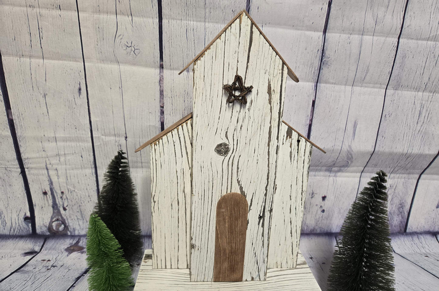 Rustic Wood Church | Primitive Farmhouse Decor | Handmade Country Chapel | Christian Gift | Mantle Decor