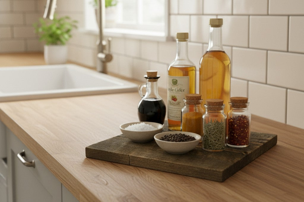Rustic Reclaimed Barn Wood Square Lazy Susan (10x10) - Farmhouse Rotating Kitchen & Dining Organizer