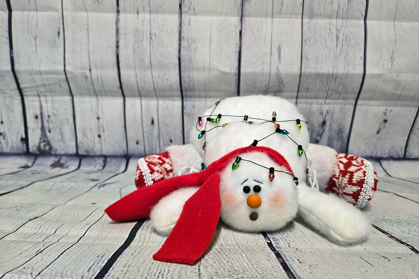 Fuzzy Snowman Plush Decor | Handmade Christmas Ornament | Cozy Winter Tabletop Decoration | Stocking Stuffer Gift