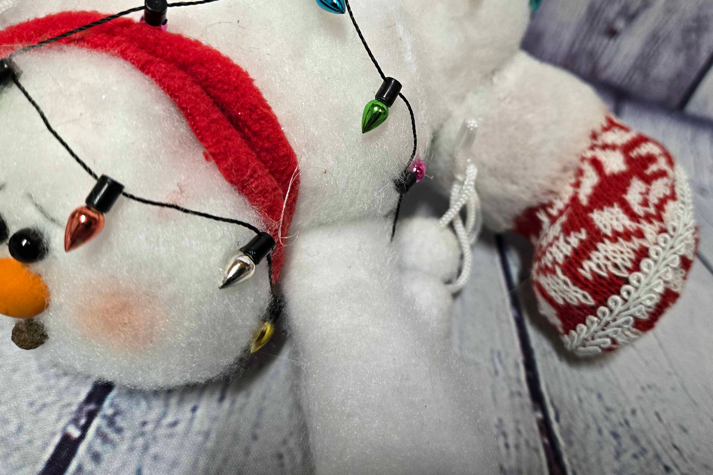 Fuzzy Snowman Plush Decor | Handmade Christmas Ornament | Cozy Winter Tabletop Decoration | Stocking Stuffer Gift