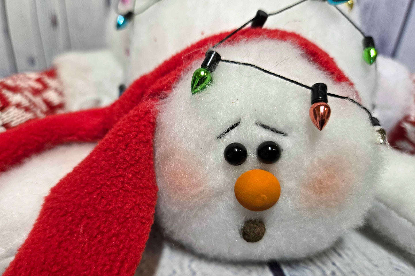 Fuzzy Snowman Plush Decor | Handmade Christmas Ornament | Cozy Winter Tabletop Decoration | Stocking Stuffer Gift