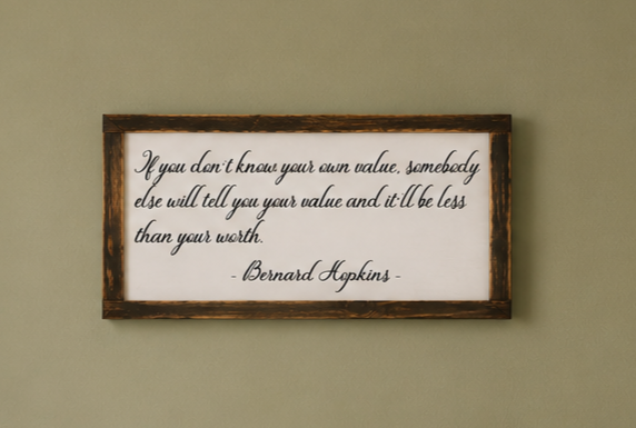 Know Your Worth Wood Sign | Inspirational Quote Sign | Farmhouse Wall Decor | Cottagecore & Boho Home Decor | Handcrafted Motivational Sign