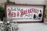 North Pole Bed and Breakfast Christmas Decor Wood Sign