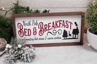 North Pole Bed and Breakfast Christmas Decor Wood Sign