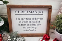 Christmas (n) - Funny Christmas Wall Art, Christmas Definition, Holiday Wood Sign