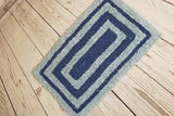 Blue Bliss Locker Hook Welcome Mat, Kitchen Rug, Locker Hook Table Runner