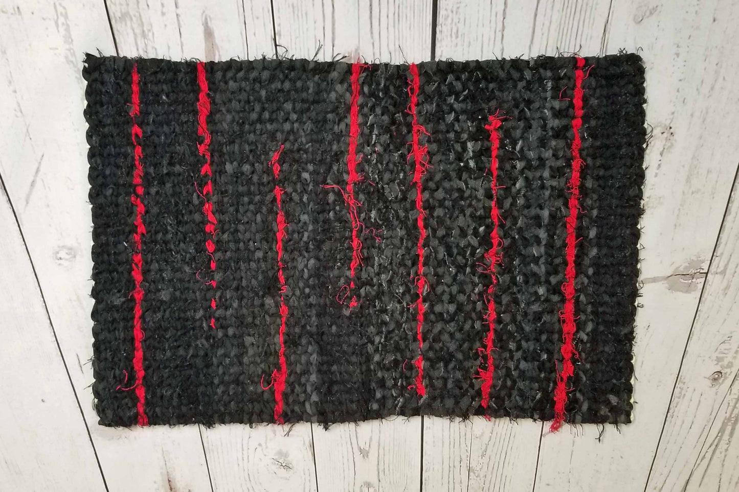 Black and Red Denim Twined Rag Rug