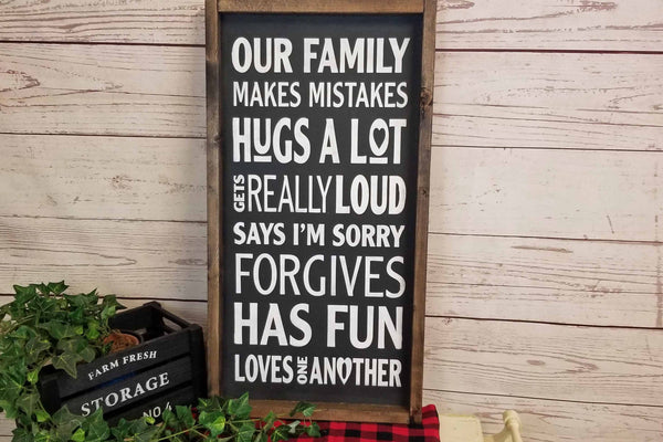 Our Family - Framed Wood Sign