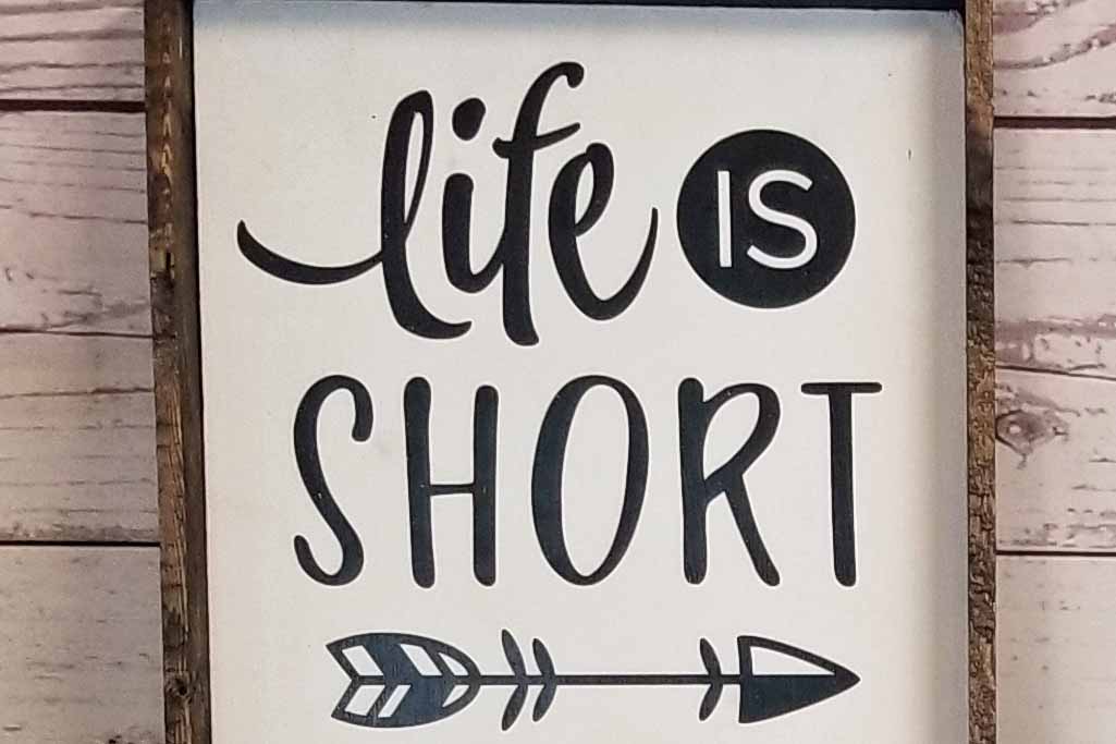 Life Is Short Wood Sign, Large Farmhouse Wall Decor, Rustic Framed Quote, Take The Trip Buy The Shoes, Inspirational New Home Gift