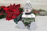 Wonderful Sitting Fabric Snowman - Holiday Decoration