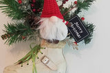 Figure Skate Gnome Christmas Wreath Wall Hanging