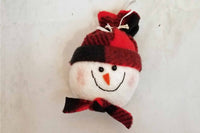 Plush fabric snowman Christmas tree ornaments for the holidays