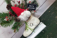 Gnome Figure Skate Christmas Table Centerpiece