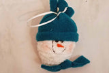 Plush fabric snowman Christmas tree ornaments for the holidays