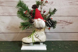 Gnome Figure Skate Christmas Table Centerpiece