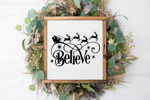 Believe in Santa Wood Sign