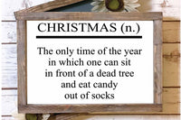 Eating candy out of socks Christmas Sign