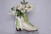 recycled figure skate floral table centerpiece wall hanging 