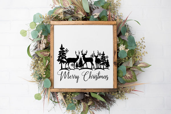 Merry Christmas in the Woods Farmhouse Sign