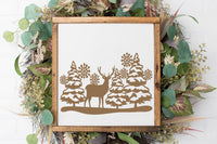 Reindeer in Winter Farmhouse Sign