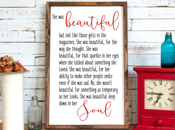 She Was Beautiful, an inspiring and empowering quote for women