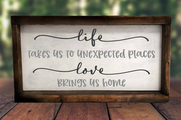 life takes us to unexpected places couple sign for master bedroom