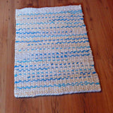 Electric Blue and Honey Cream Twined Rag Reversible Rug