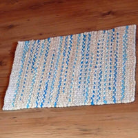 Electric Blue and Honey Cream Twined Rag Reversible Rug