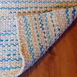 Electric Blue and Honey Cream Twined Rag Reversible Rug