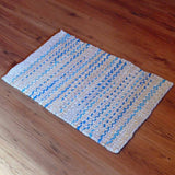 Electric Blue and Honey Cream Twined Rag Reversible Rug