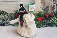 fabric snowman holding jingle all the way sign