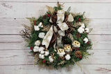 Woodland Owl Wreath, Christmas Door Decor