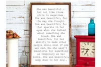 she was beautiful inspiring quote wood sign farmhouse style